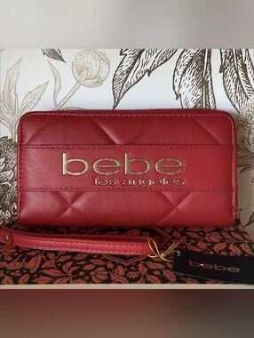 NWT bebe Quilted Red Wristlet Clutch